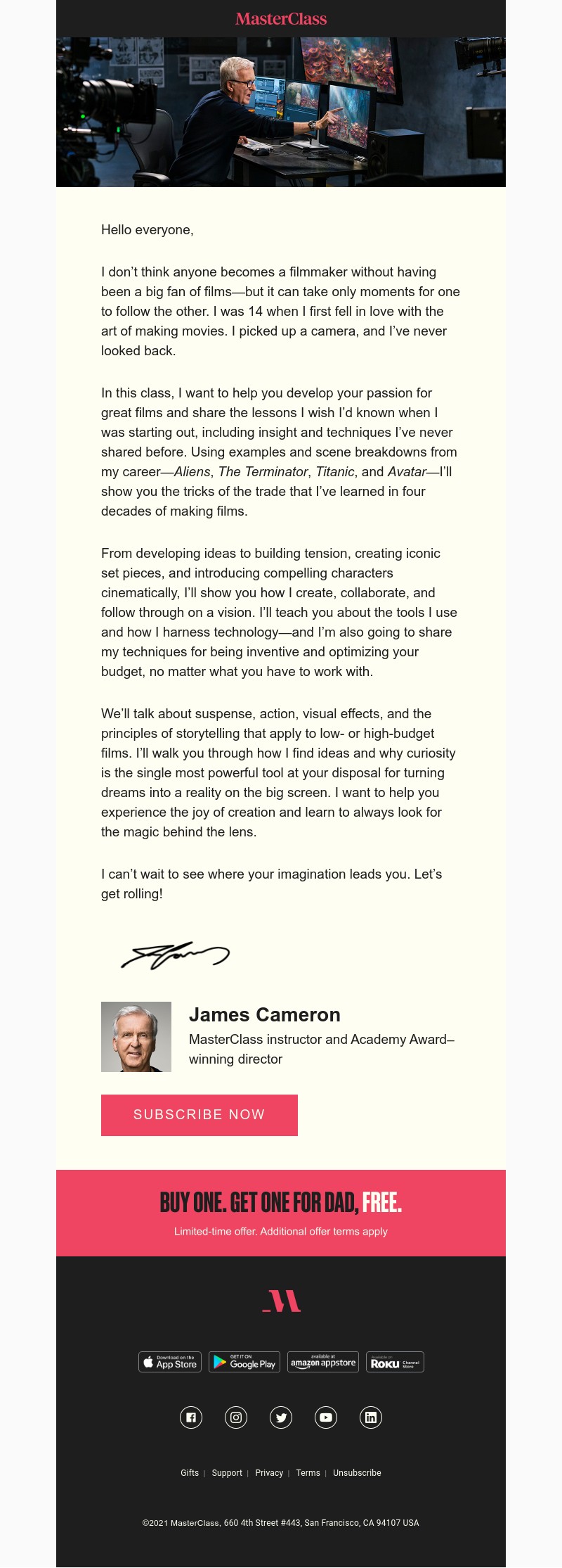  - My MasterClass on filmmaking is here