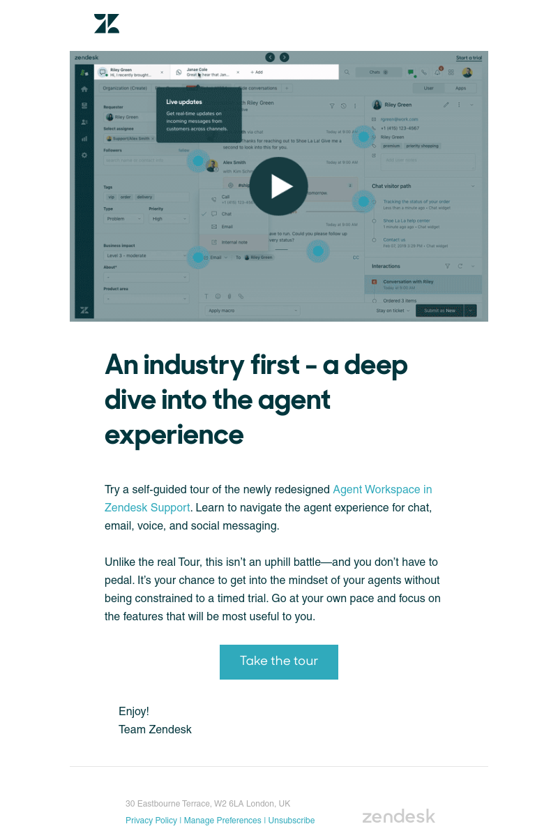 Zendesk - Tour de Agent Workspace