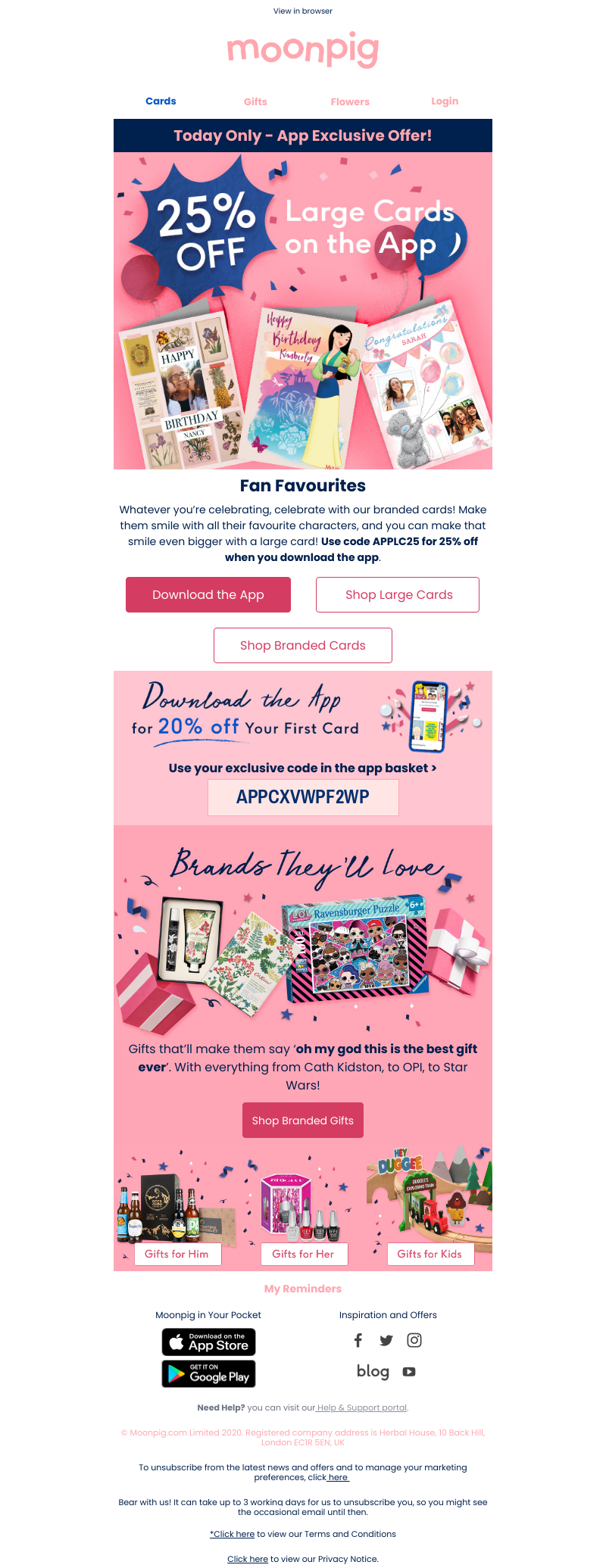 Moonpig - (psst...) it’s an app exclusive! 😲⭐️