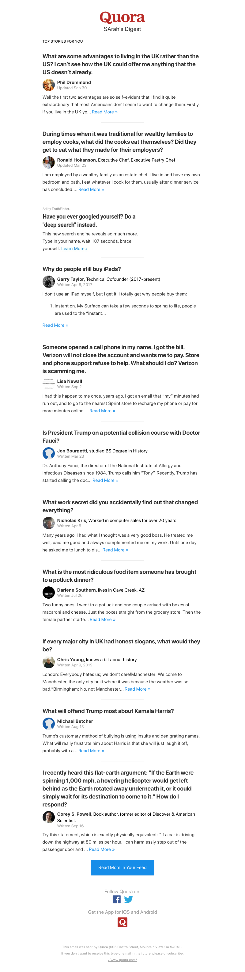 Quora - What are some advantages to living in the UK rather than the US? I can’t see how the...?
