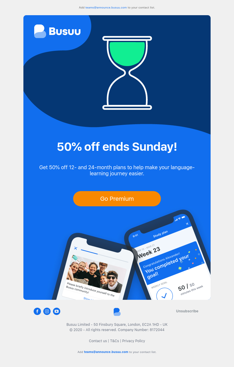 Busuu - ⏳ 50% off ends tonight! ⏳     