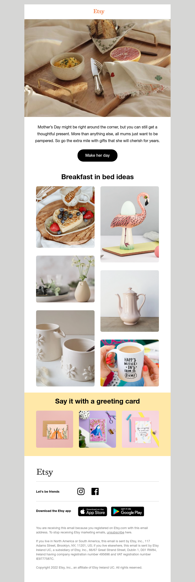 Etsy - Mother’s Day ideas: Breakfast in bed