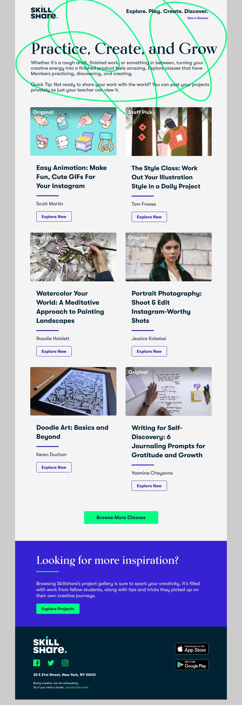 Skillshare - 6 classes to inspire your next project