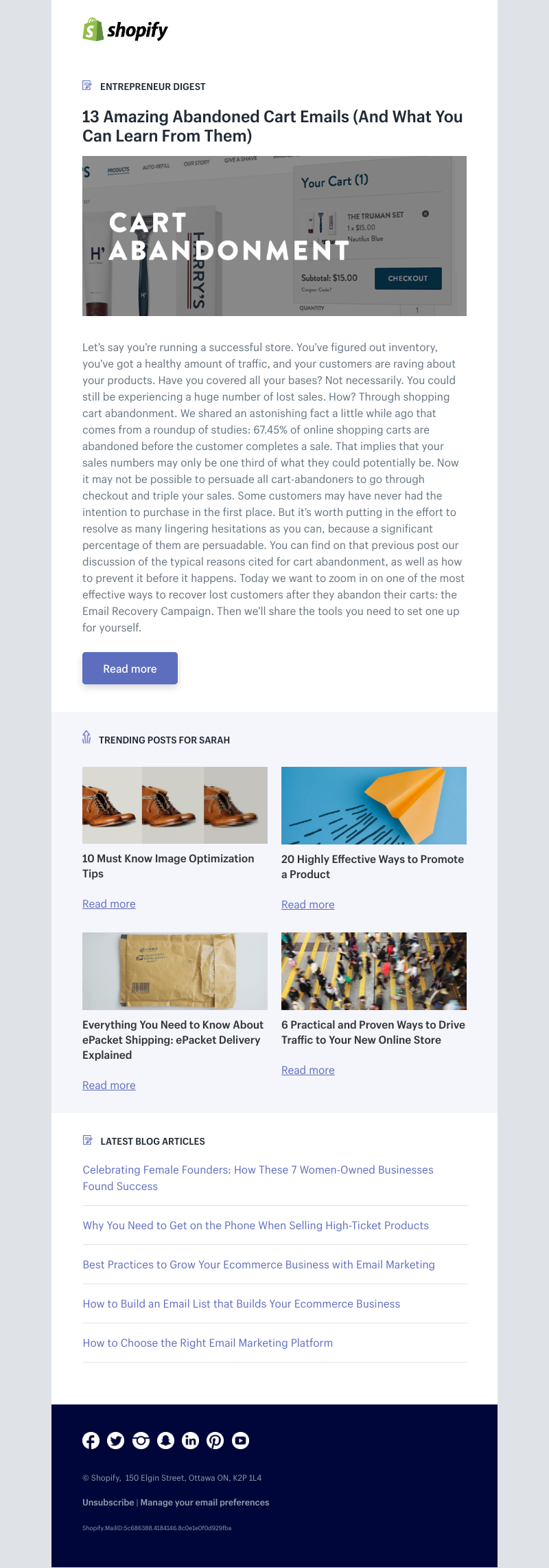 Shopify - 13 Amazing Abandoned Cart Emails (And What You Can Learn From Them)