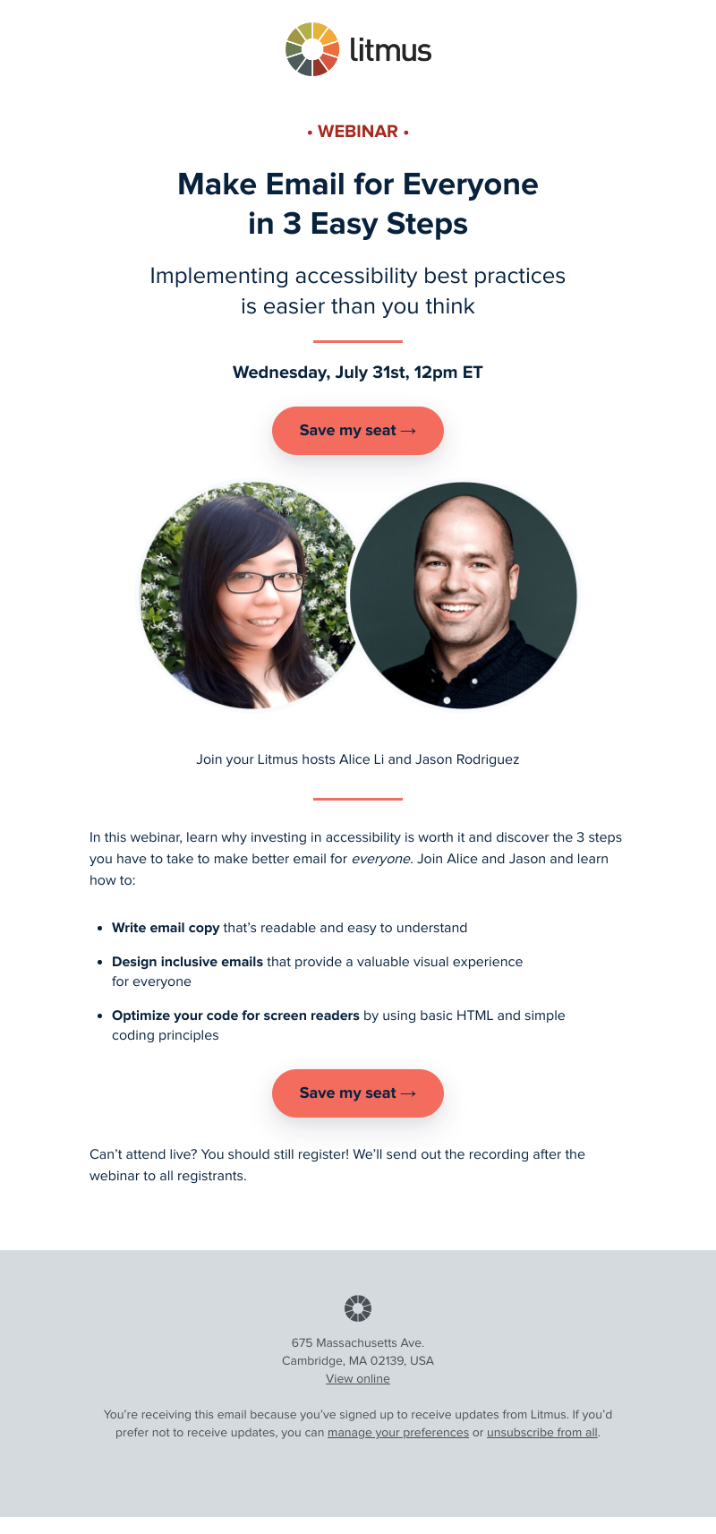 Litmus - Don't miss Wednesday's webinar on email accessibility
