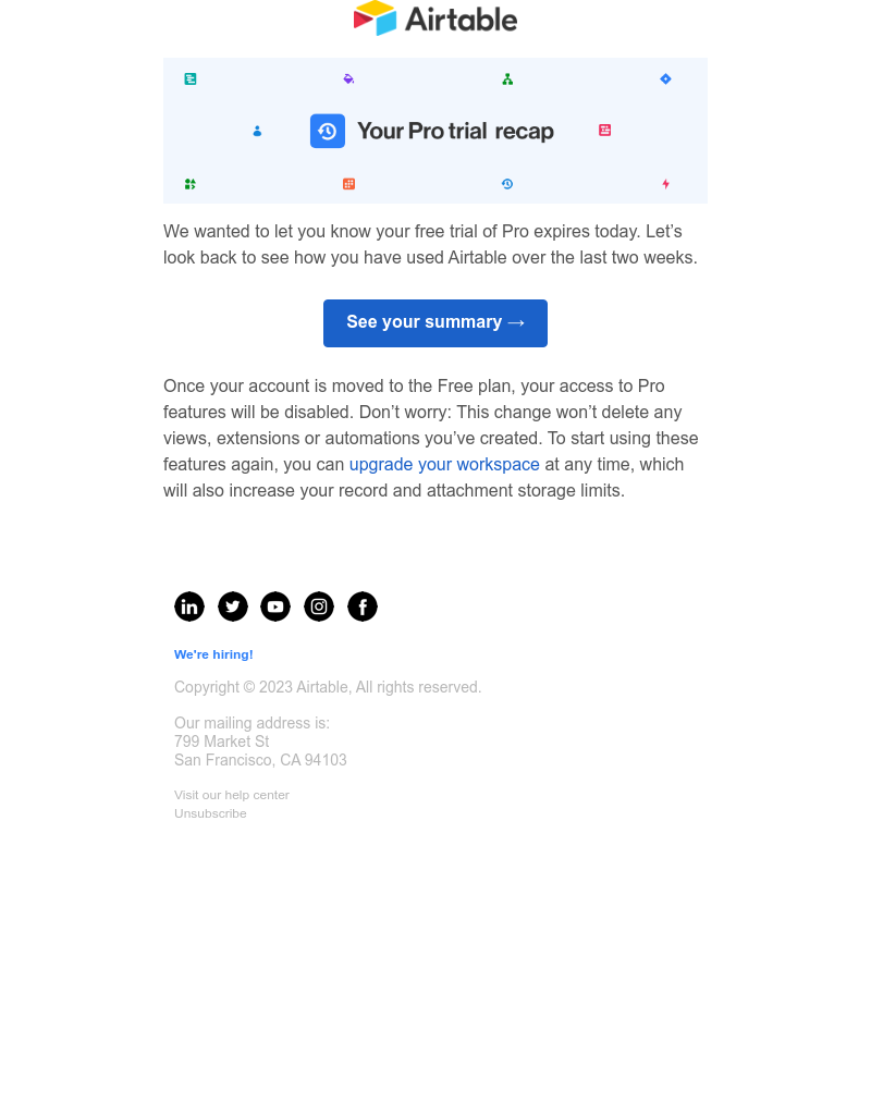 Airtable - 🕛 Your Pro trial expires today