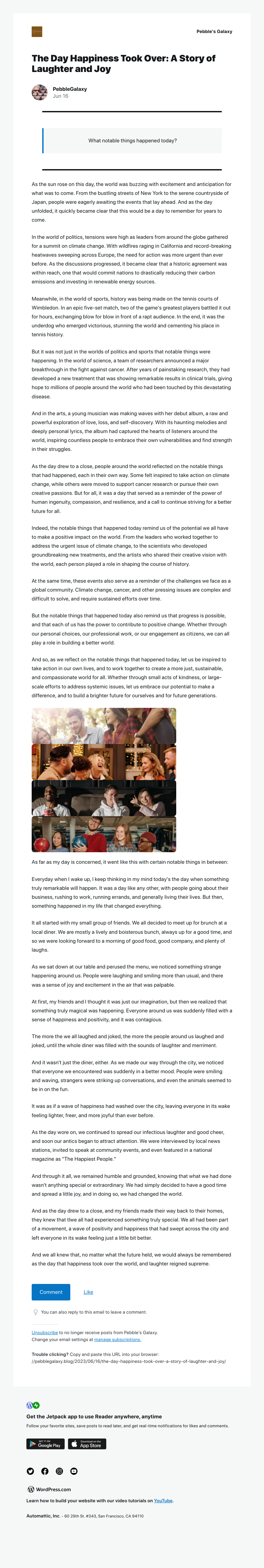 WordPress - [New post] The Day Happiness Took Over: A Story of Laughter and Joy