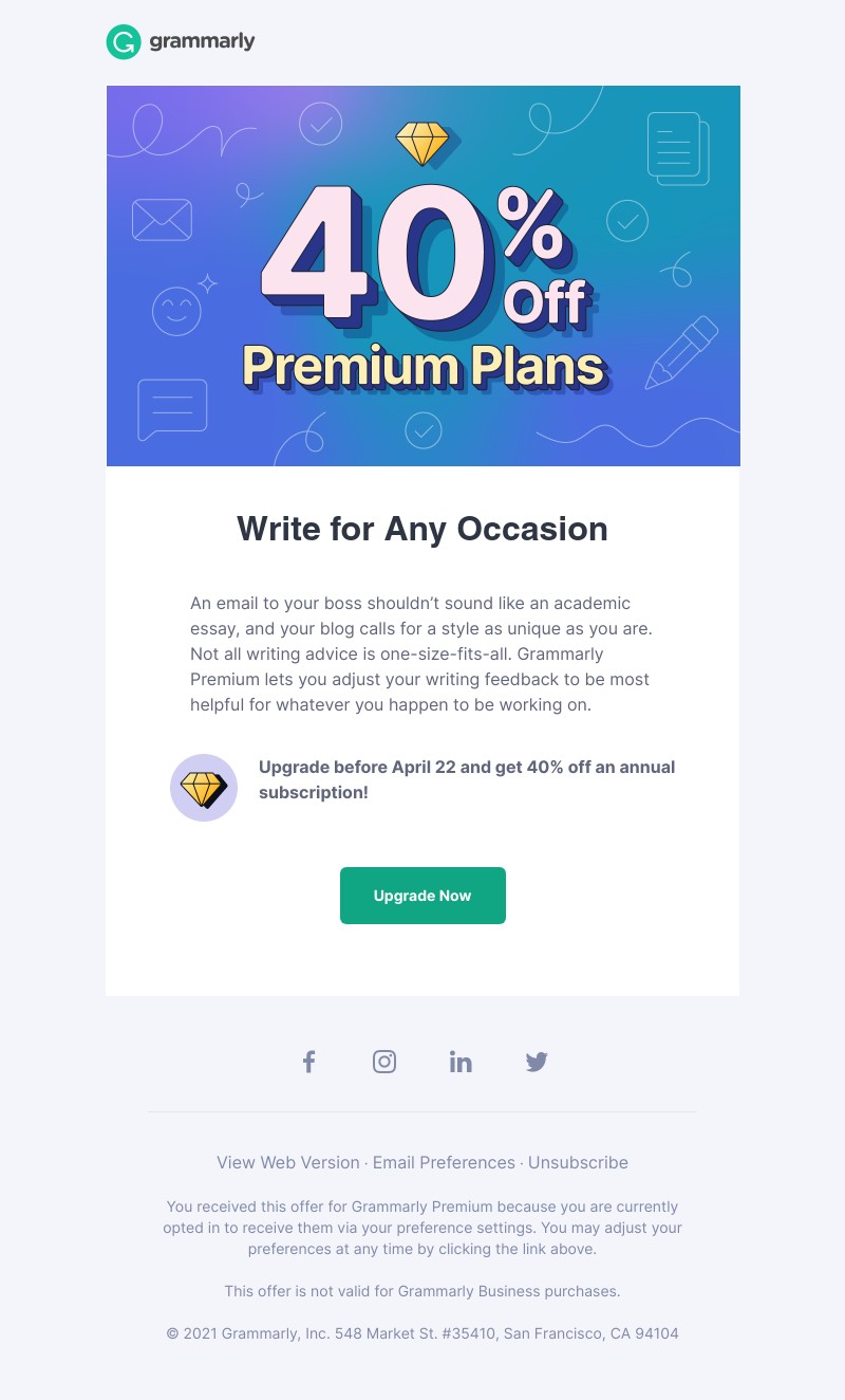 Grammarly - Get writing support across platforms with 40% OFF