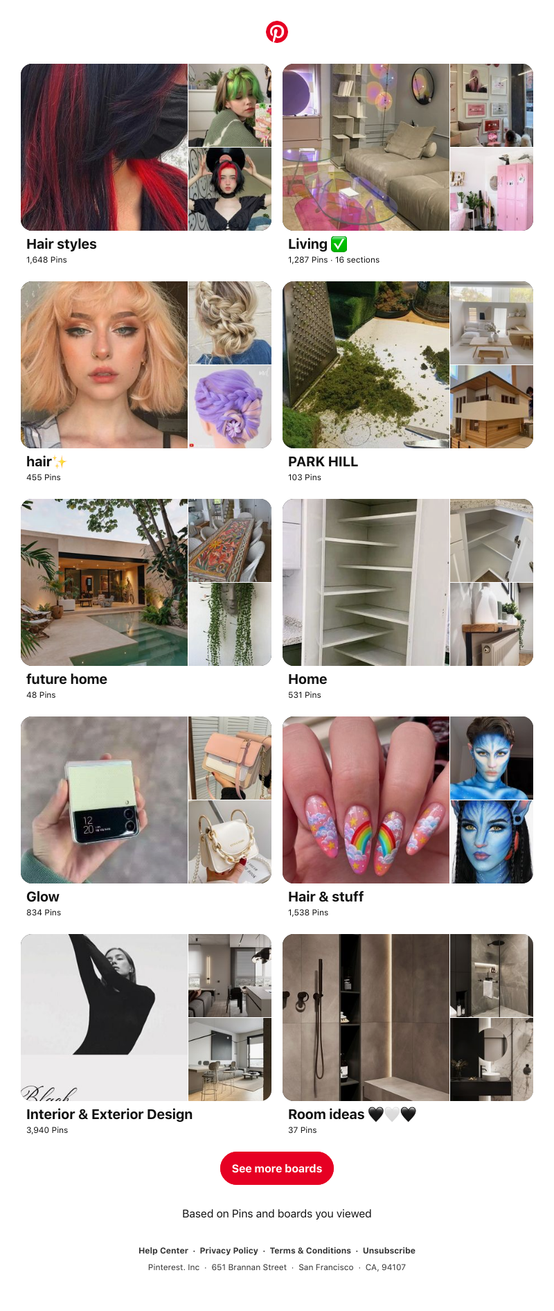 Pinterest - "Hair styles", "Living ✅" and 8 other boards like yours
