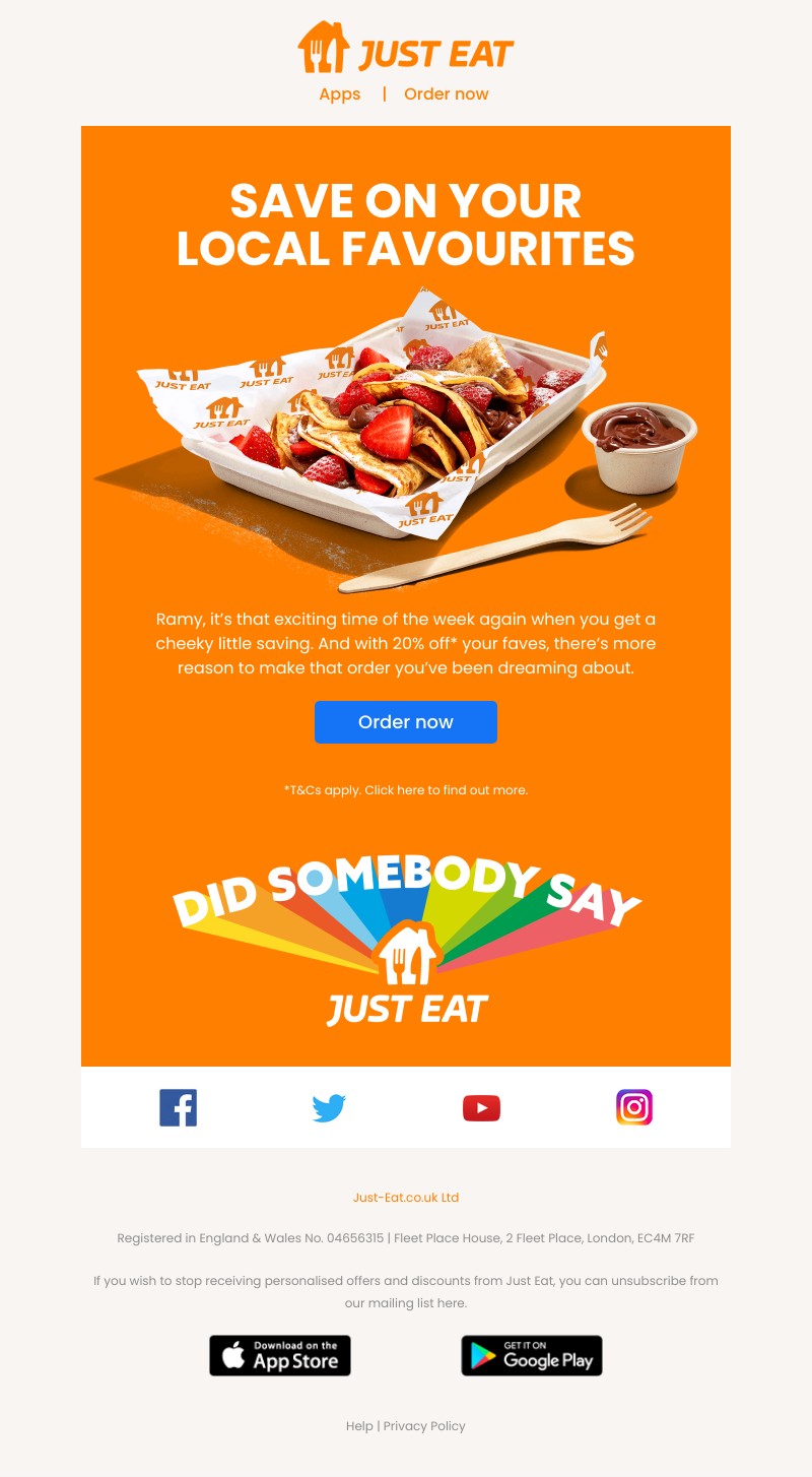 Just Eat - Ramy, it’s time to Cheeky up your Tuesday 