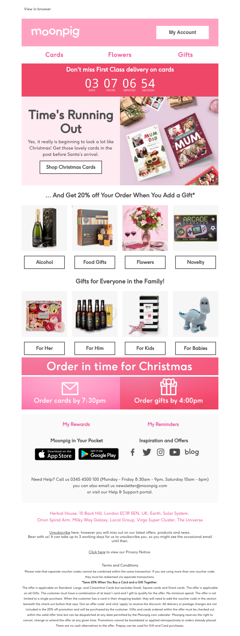 Moonpig - Time’s running out to make delivery before Christmas!