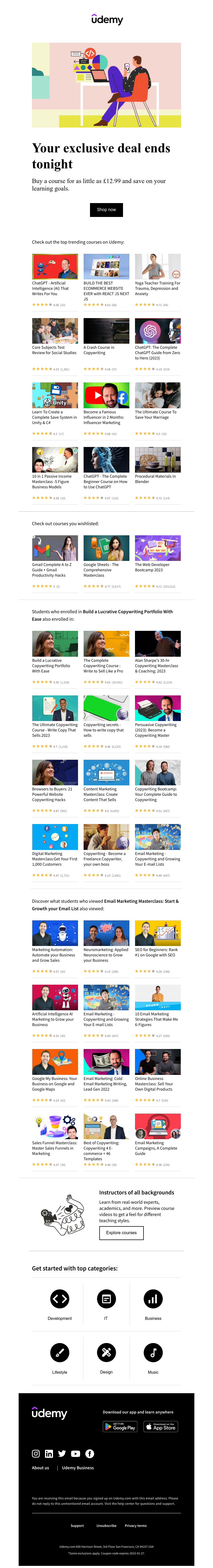 Udemy - Last chance to use your exclusive deal on courses! Shop now.