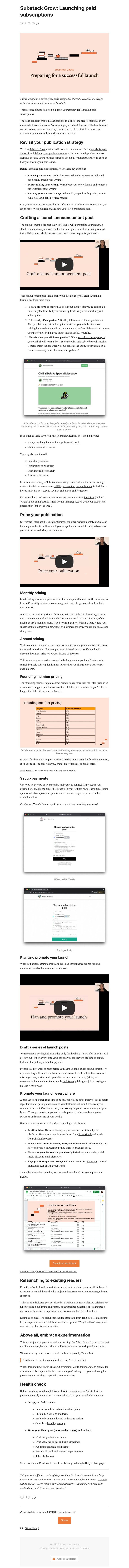 Substack - Substack Grow: Launching paid subscriptions