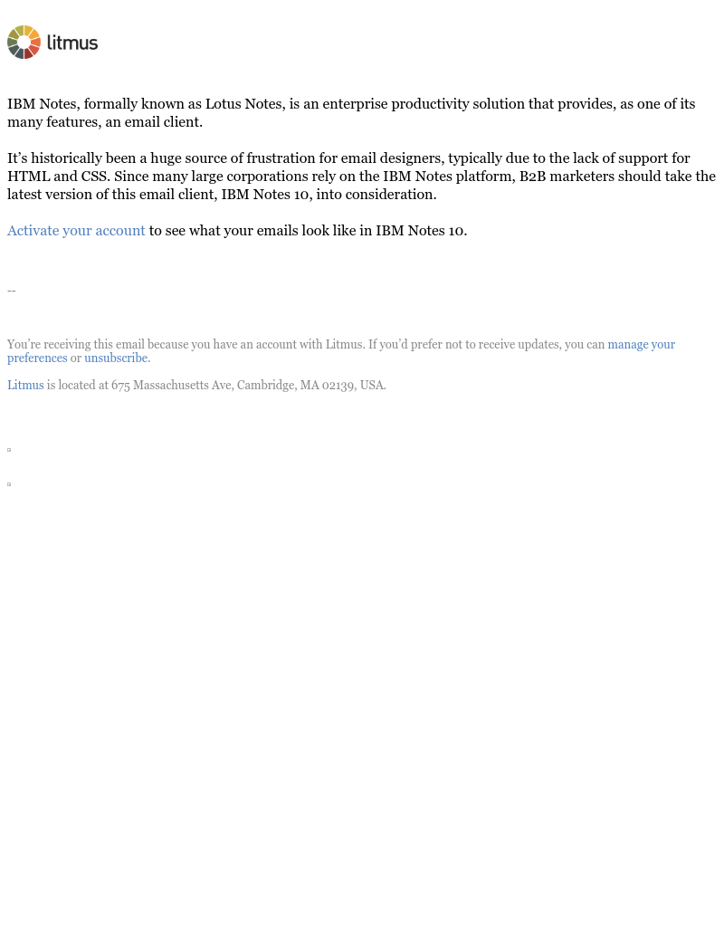 Litmus - New email client update alert: IBM Notes 10
