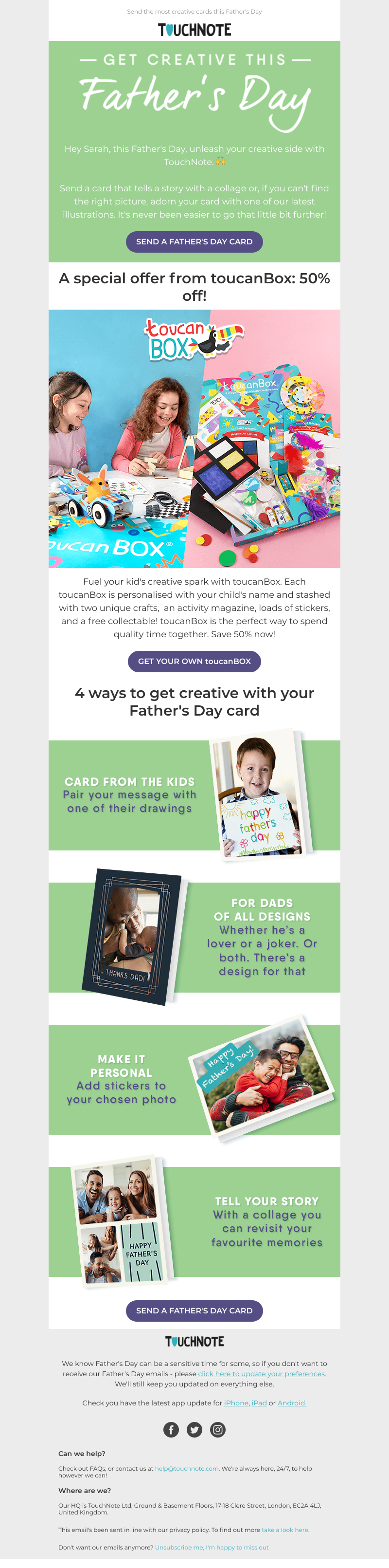 TouchNote - Sarah, get creative this Father's Day 🎨