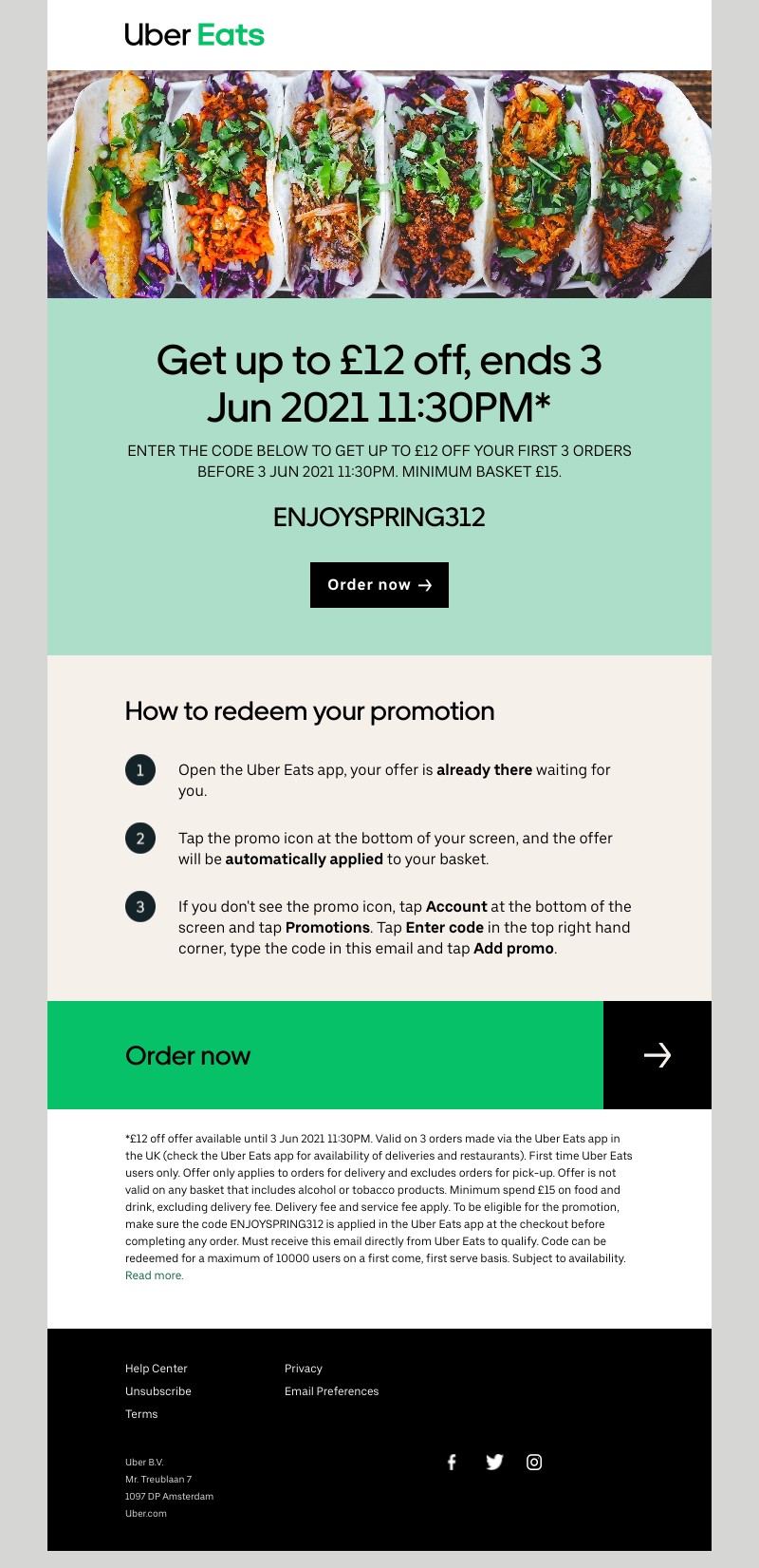 Uber Eats - Sarah, your discount is still available