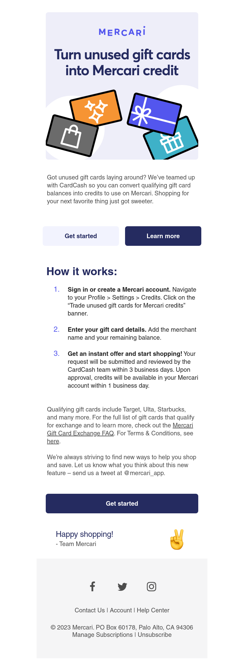 Mercari - New! Turn unused gift cards into Mercari credit