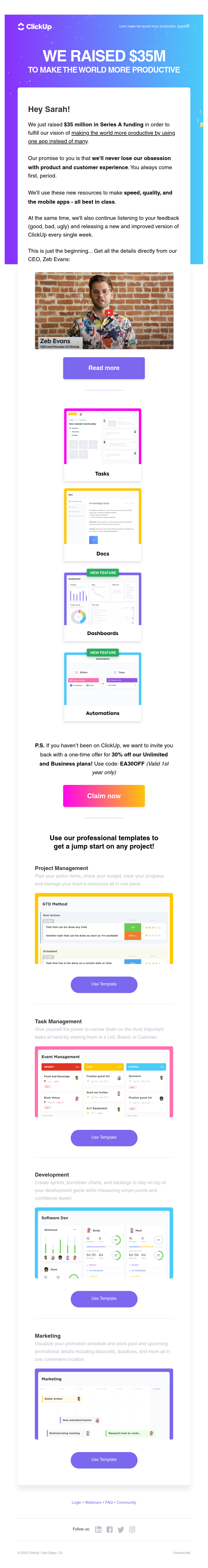 ClickUp - ClickUp Raises $35M to Make the World More Productive