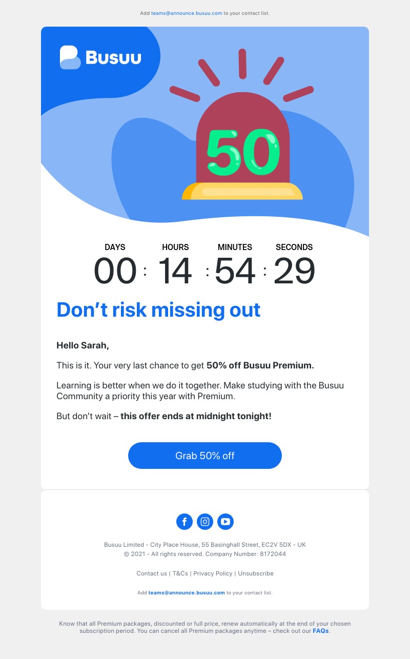 Busuu - 50% off is almost gone ⏰ 
