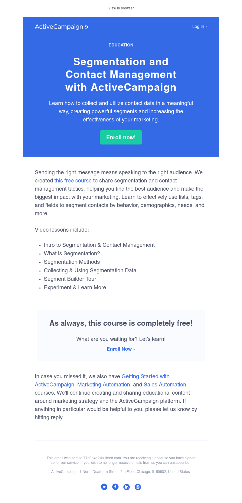  - [Free Training] Our segmentation and contact management course is live!