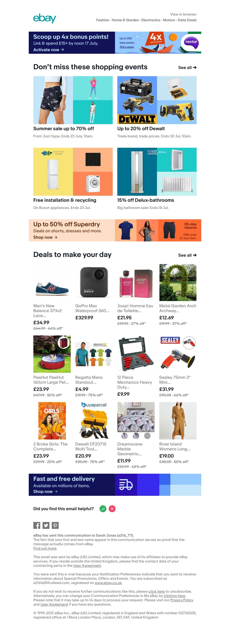 eBay - 4x bonus Nectar points are sailing your way ⛵🌊