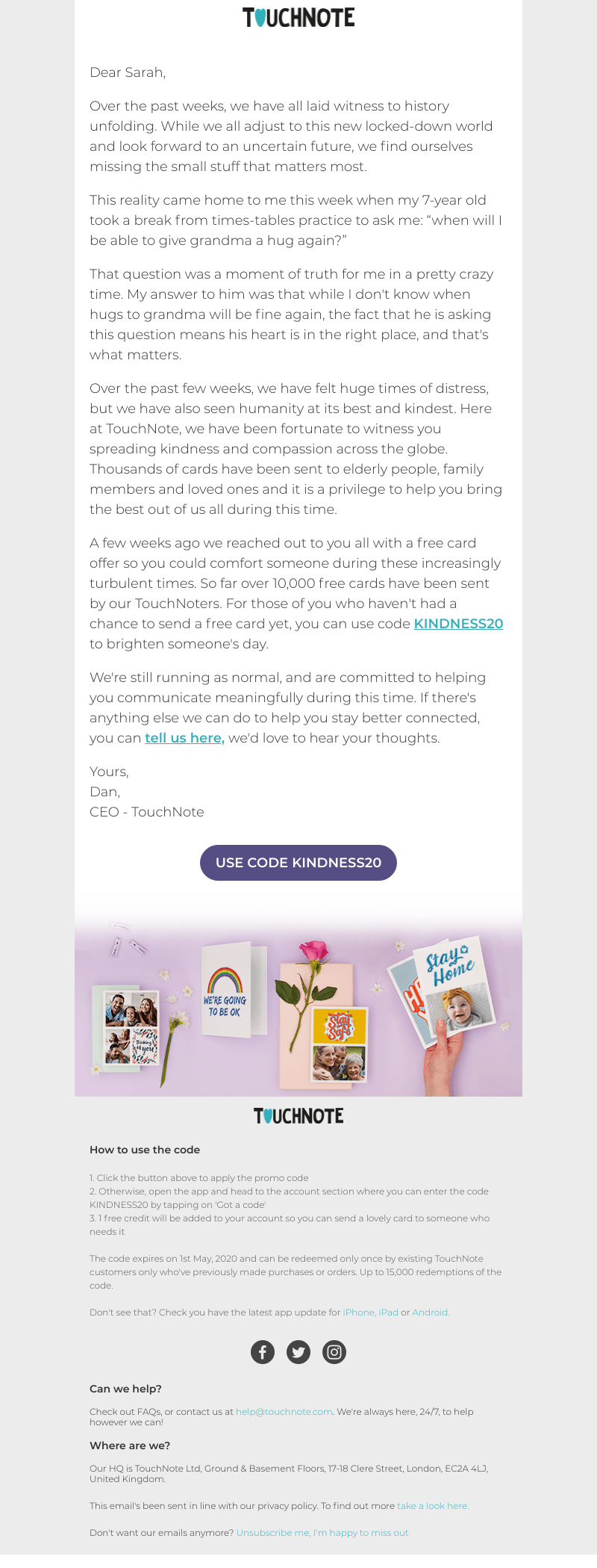 TouchNote - A message from our CEO
