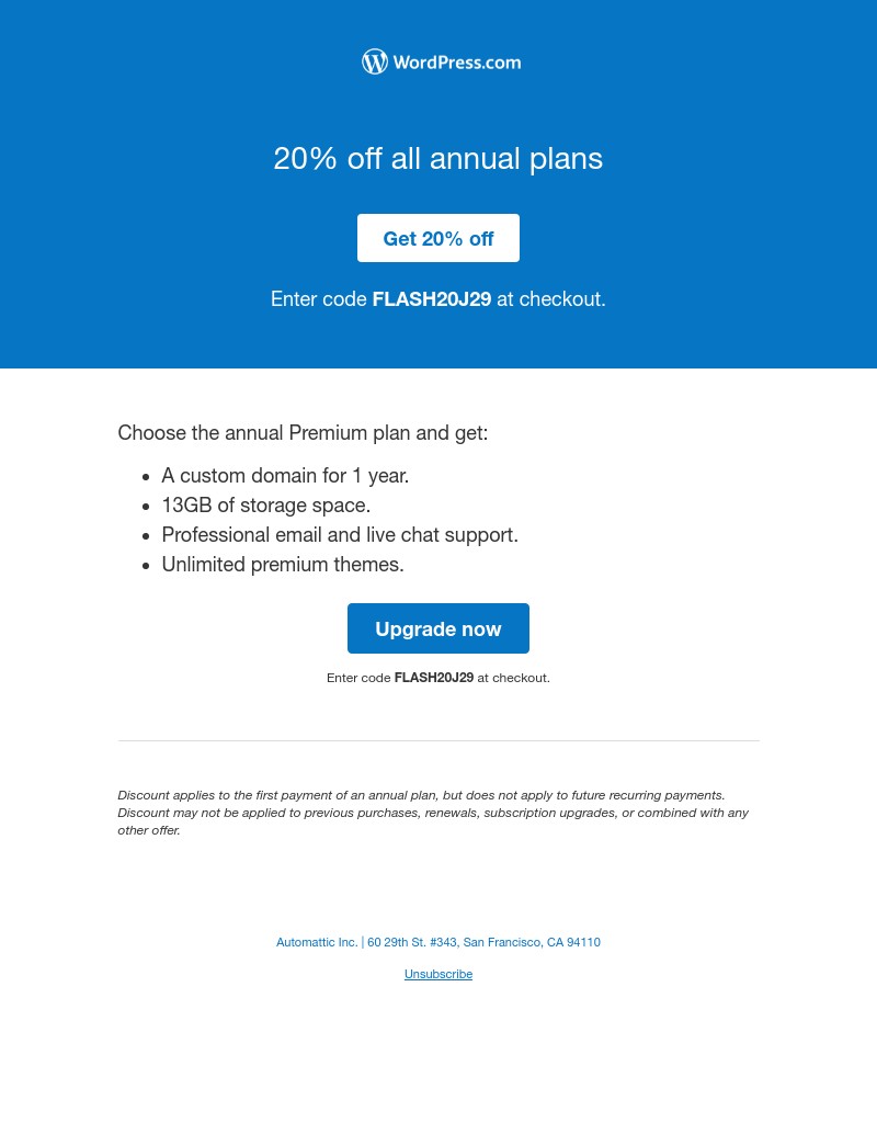 WordPress - 2 Days Only: save 20% when you upgrade your site