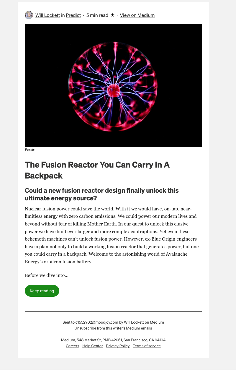 Medium - The Fusion Reactor You Can Carry In A Backpack
