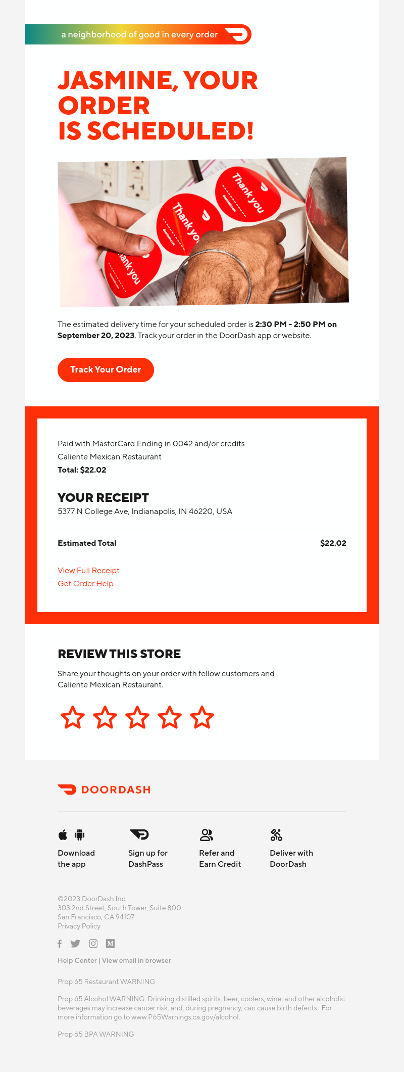  - Jasmine, we got your order!