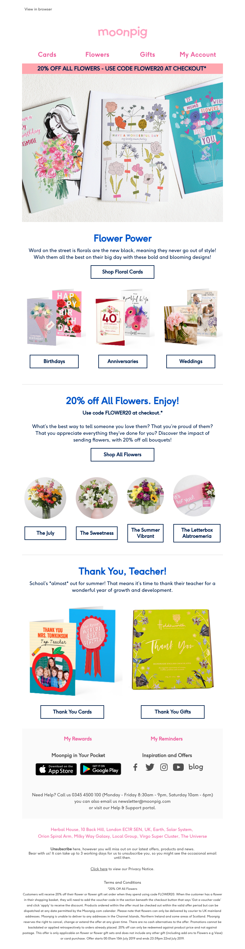 Moonpig - 🌸Enjoy 20% off all flowers! 🌸