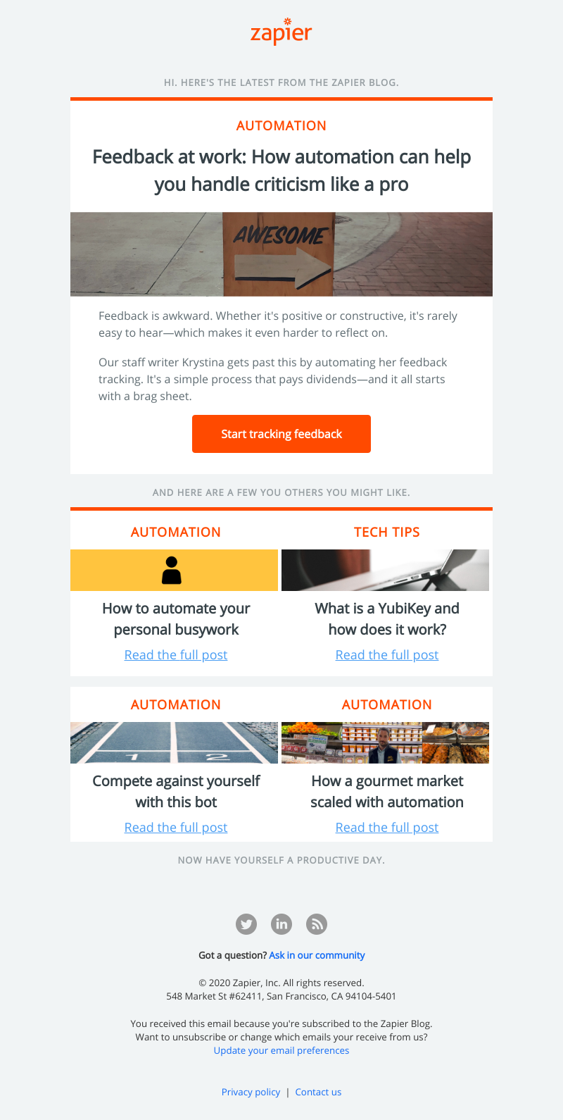 Zapier - Why feedback at work matters—and how to track it