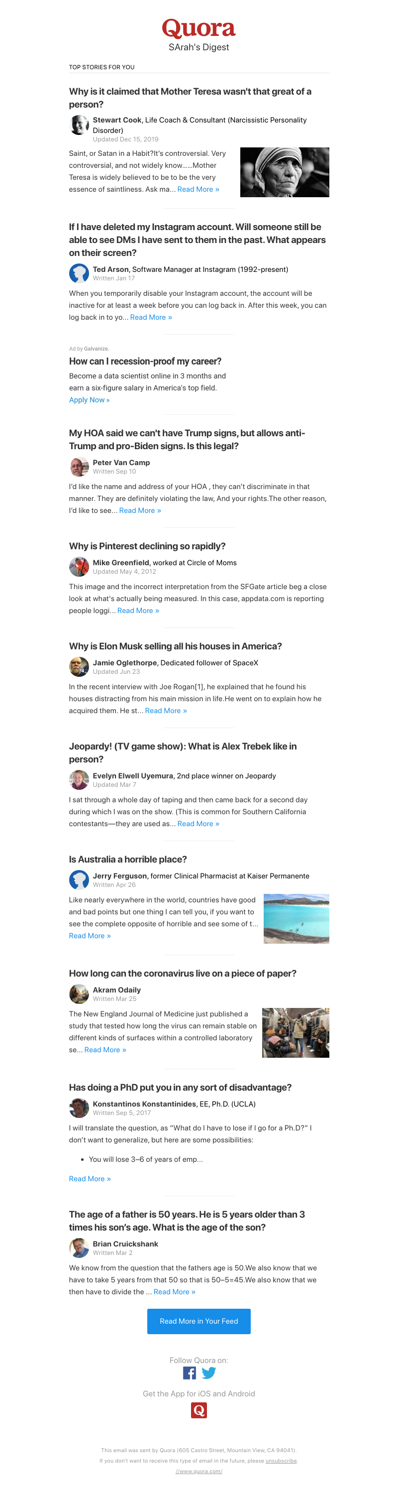 Quora - Why is it claimed that Mother Teresa wasn't that great of a person?