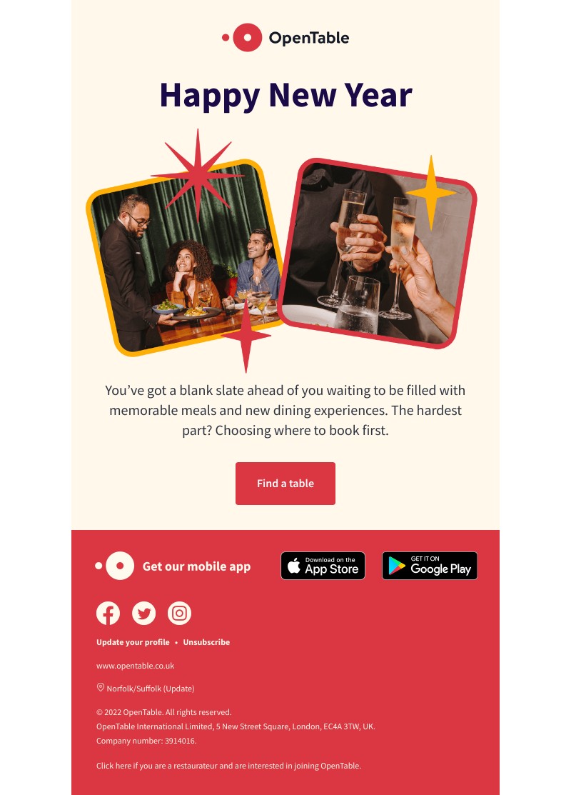 OpenTable - Cheers to another year!