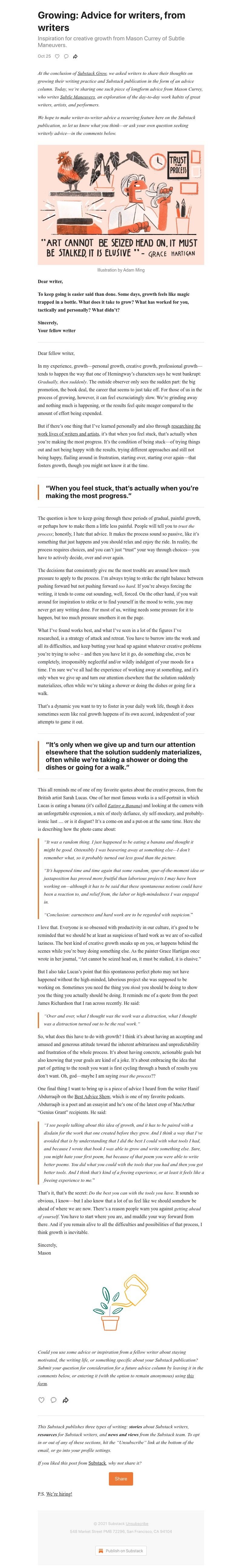 Substack - Growing: Advice for writers, from writers