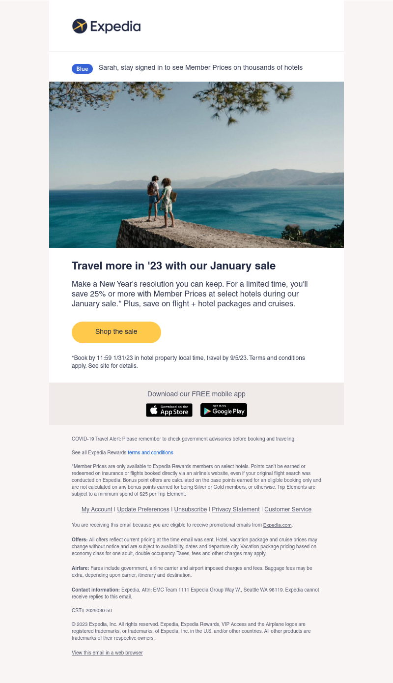 Expedia - Save 25% or more during our January sale