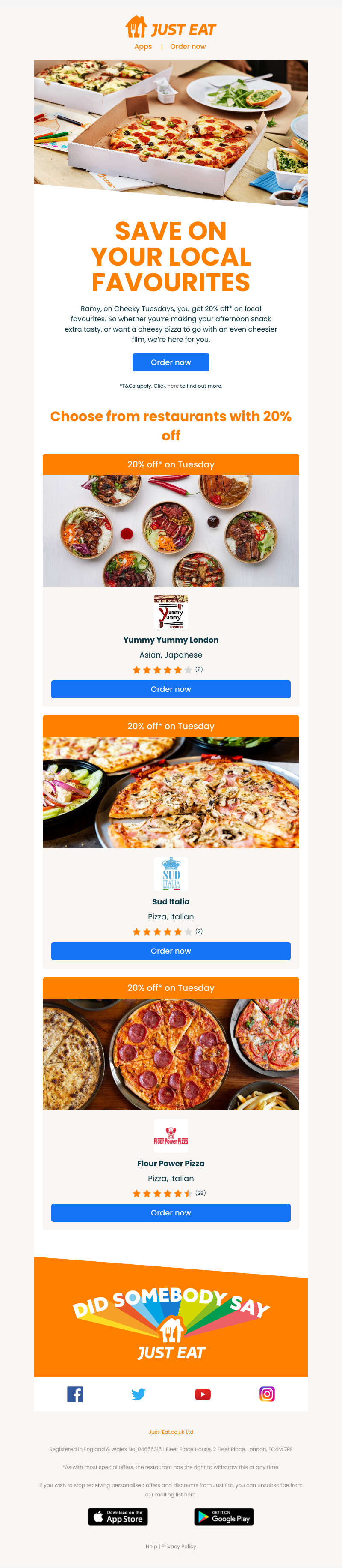 Just Eat - Ramy, make Tuesday more Tues-yay 🙌 