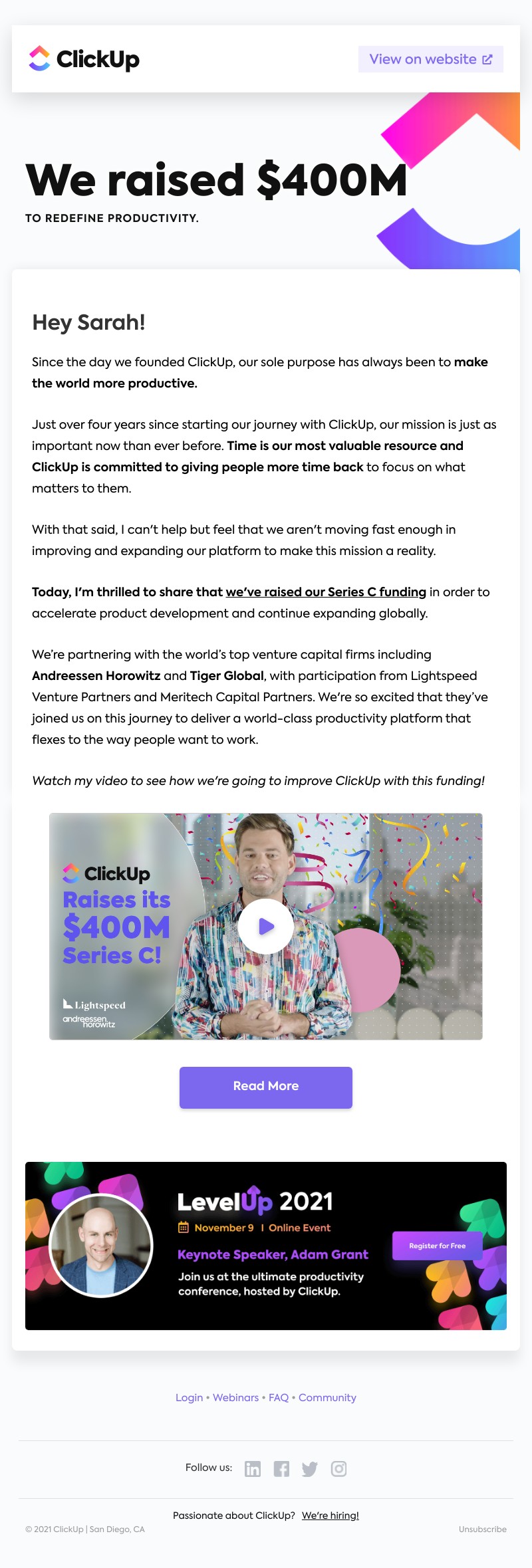 ClickUp - ClickUp Raises $400M to Redefine Productivity 🌏