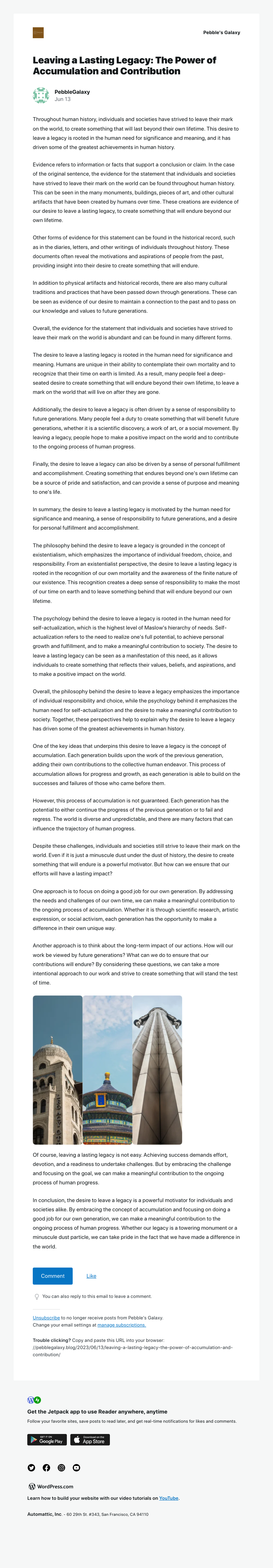 WordPress - [New post] Leaving a Lasting Legacy: The Power of Accumulation and Contribution