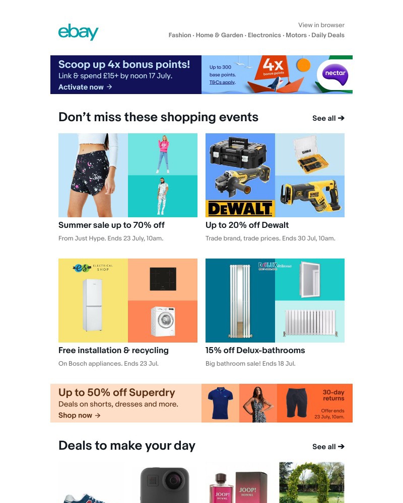eBay - 4x bonus Nectar points are sailing your way ⛵🌊
