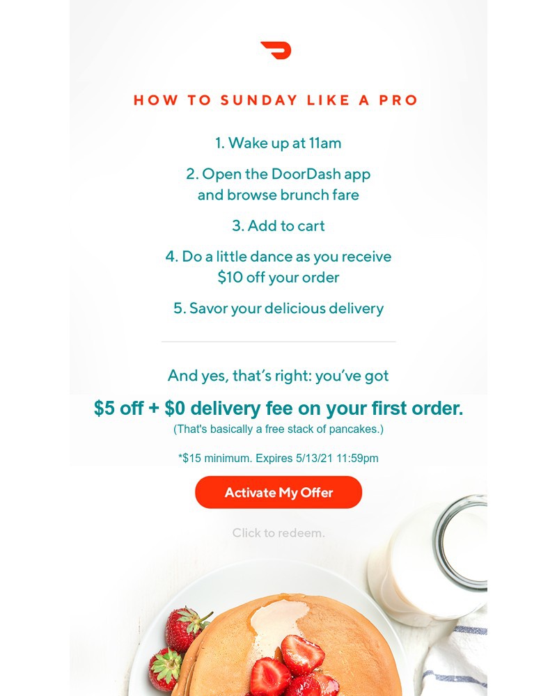  - $5 off + $0 delivery fee on local eats