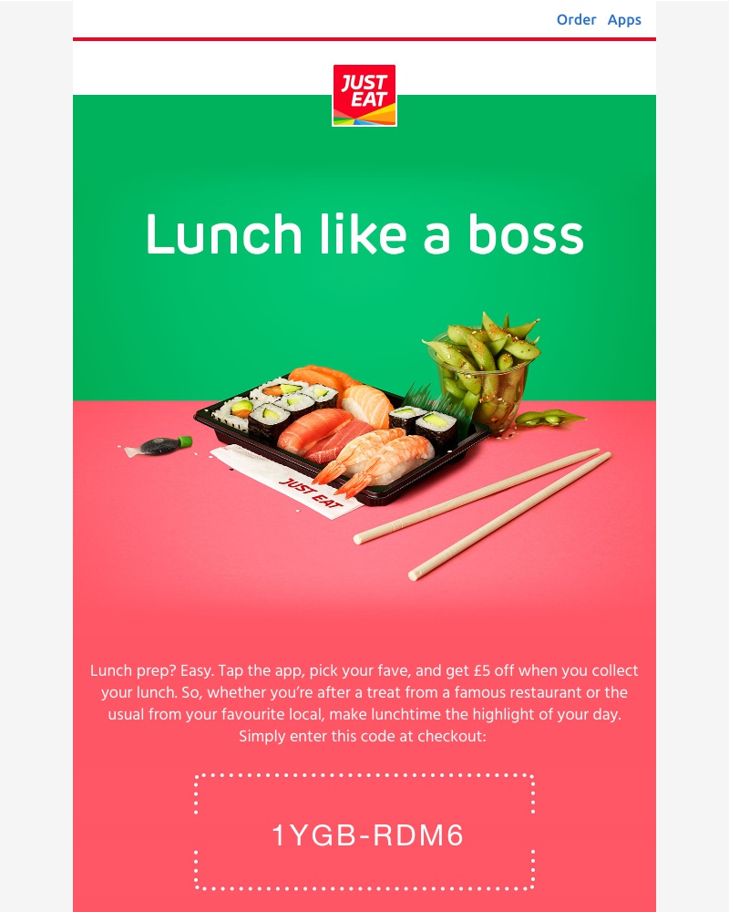 Just Eat - £5 off your next lunch order