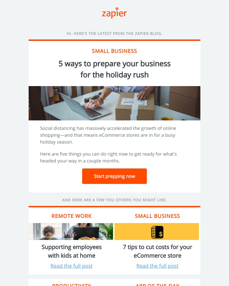 Zapier - 5 ways to prepare your business for the holiday rush