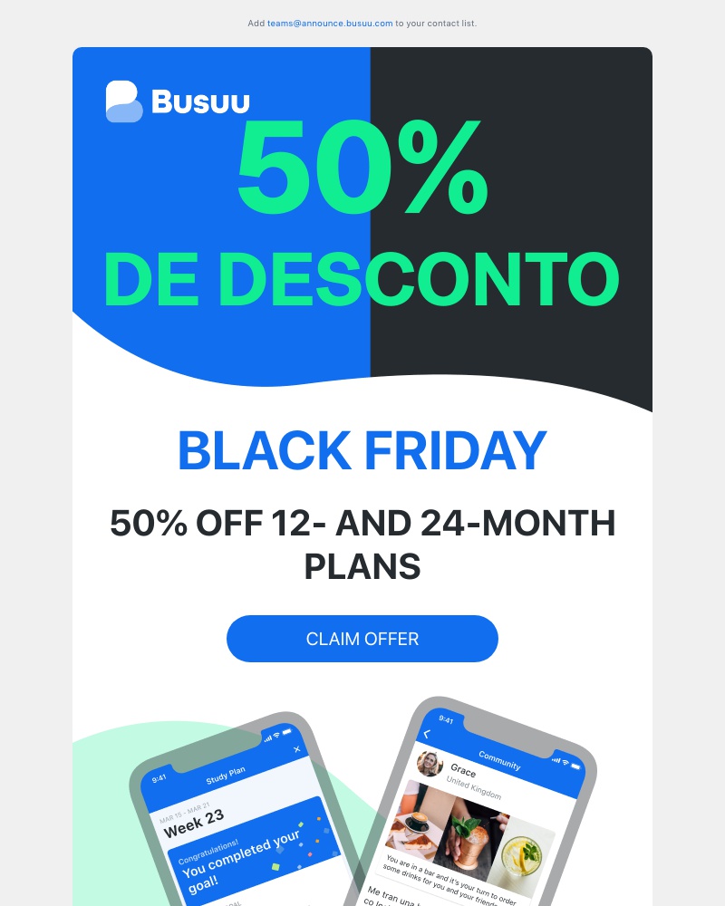 Busuu - ⚡ 50% off 12- AND 24-month plans ⚡     