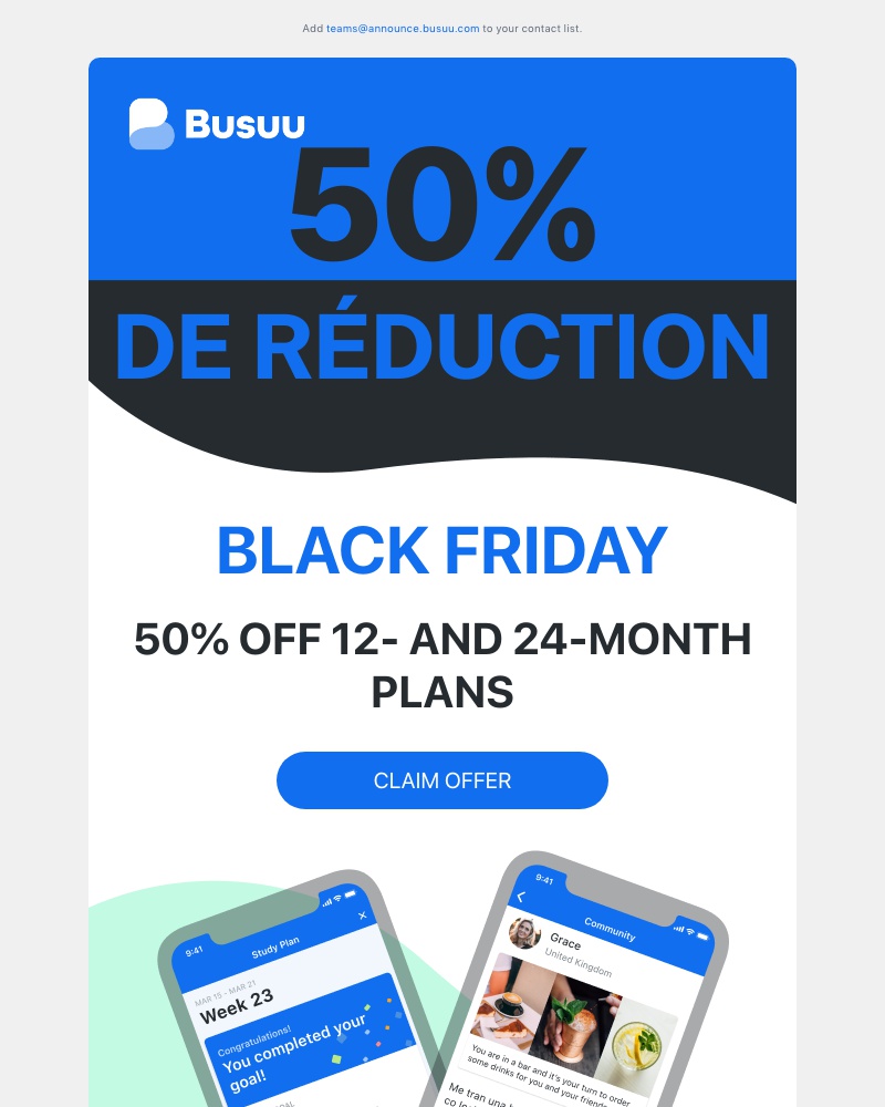Busuu - 📣 50% OFF – Black Friday is finally here 📣     