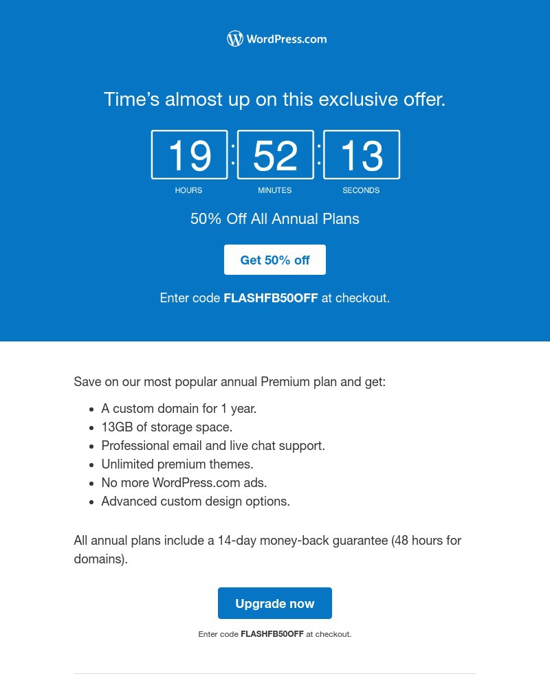 WordPress - 50% off ends today. Upgrade your site now.