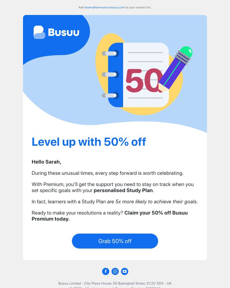 Busuu - 50% off is back 🤩 Premium makes learning easier and more fun 