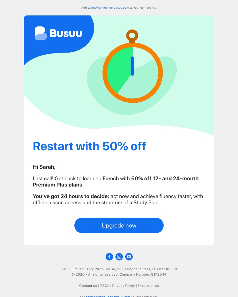 Busuu - 50% off Premium Plus ends today – make every minute of studying count 💪     