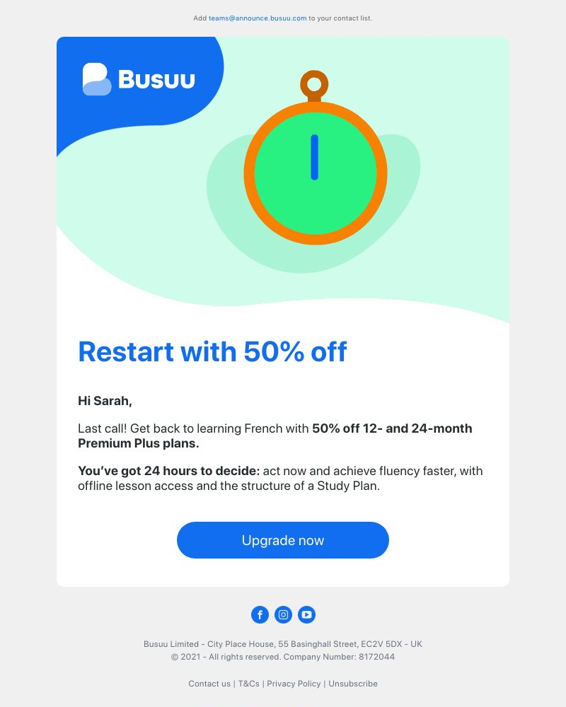 Busuu - 50% off Premium Plus ends today – make every minute of studying count 💪     