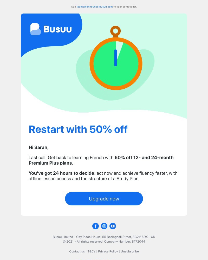 Busuu - 50% off Premium Plus ends today – make every minute of studying count 💪     
