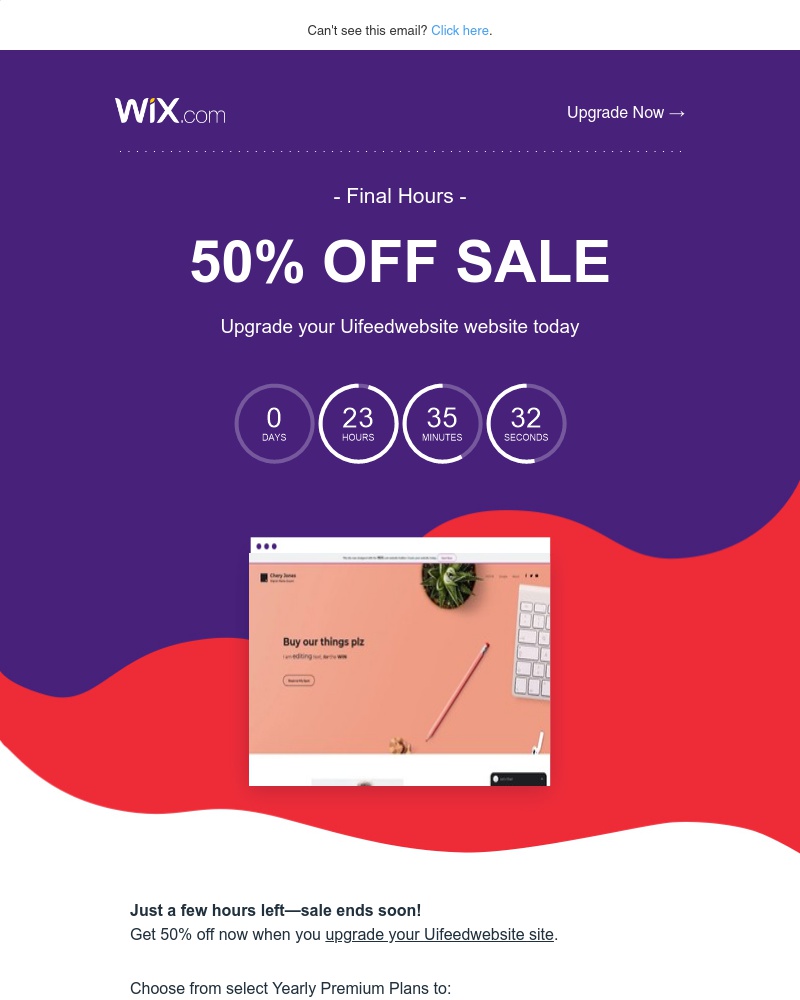 Wix - 50% OFF! Time’s running out—upgrade your Uifeedwebsite website